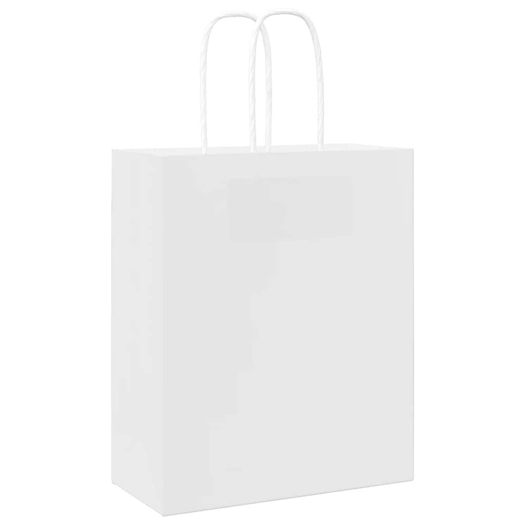 Paper Bags 50 pcs with Handles White 18x8x22 cm