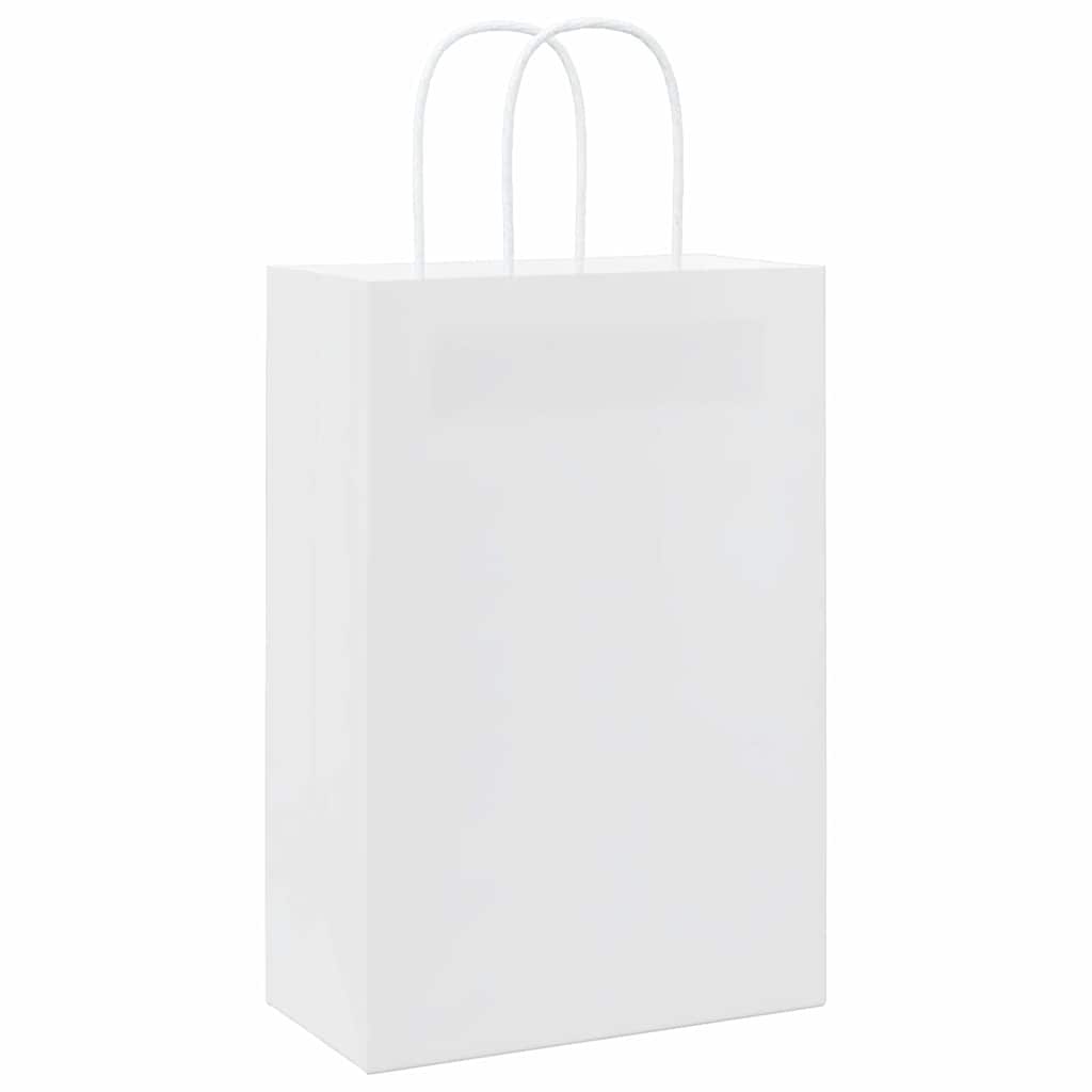 Paper Bags 50 pcs with Handles White 21x11x31 cm