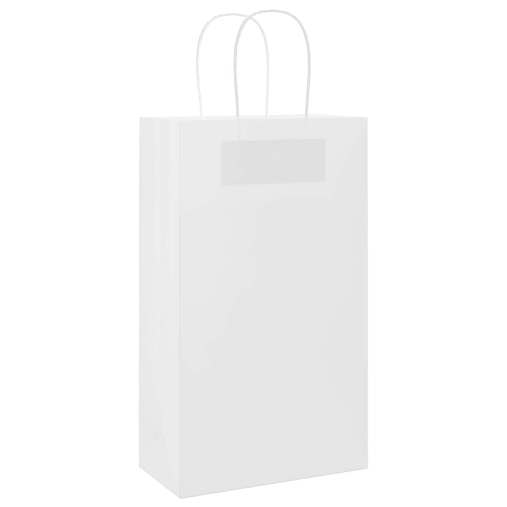 Paper Bags 50 pcs with Handles White 21x11x36 cm