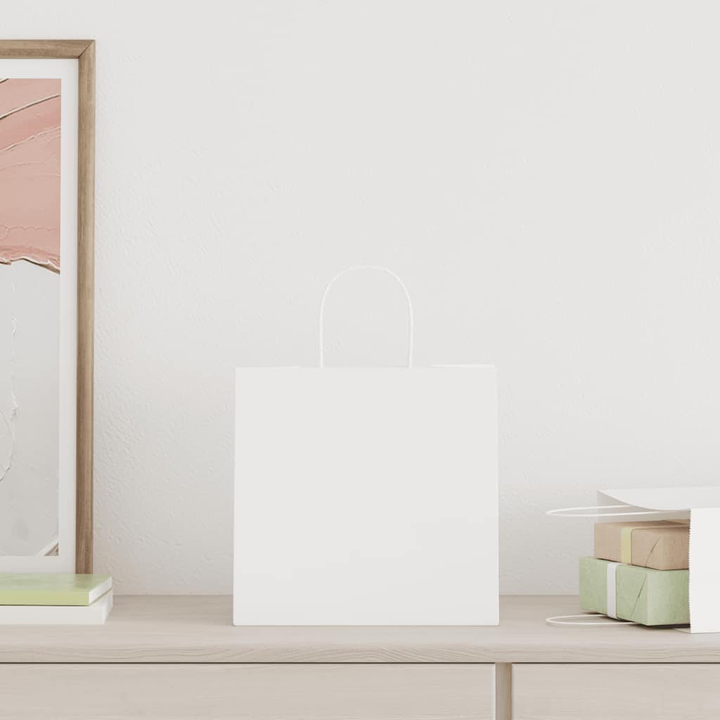 Paper Bags 50 pcs with Handles White 26x17x25 cm