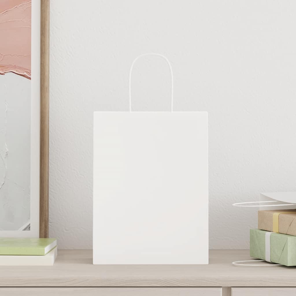 Paper Bags 250 pcs with Handles White 21x11x28 cm