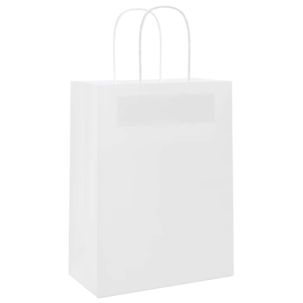 Paper Bags 250 pcs with Handles White 21x11x28 cm