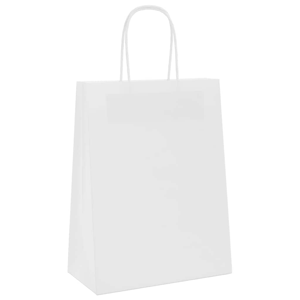 Paper Bags 250 pcs with Handles White 21x11x28 cm