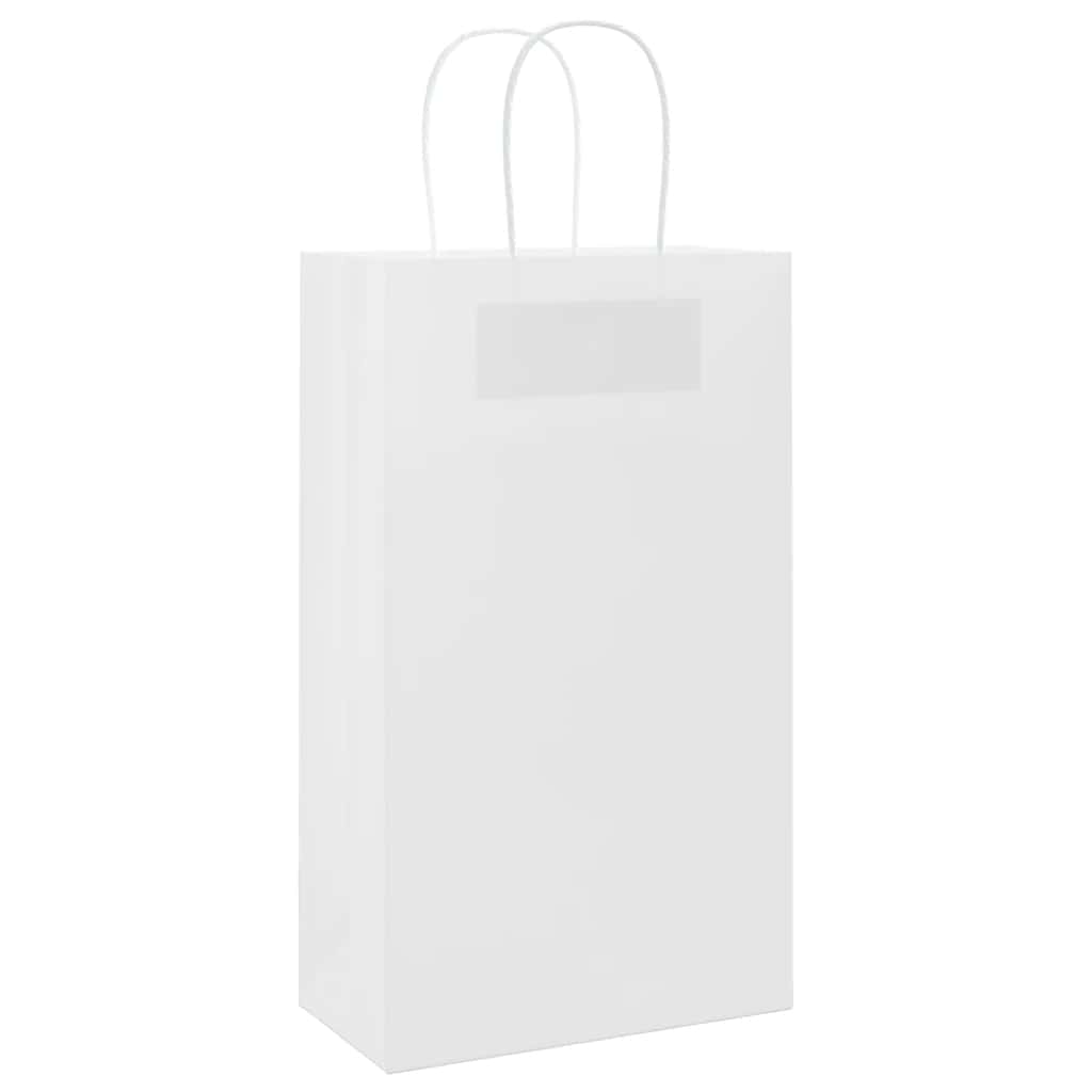 Paper Bags 250 pcs with Handles White 21x11x36 cm