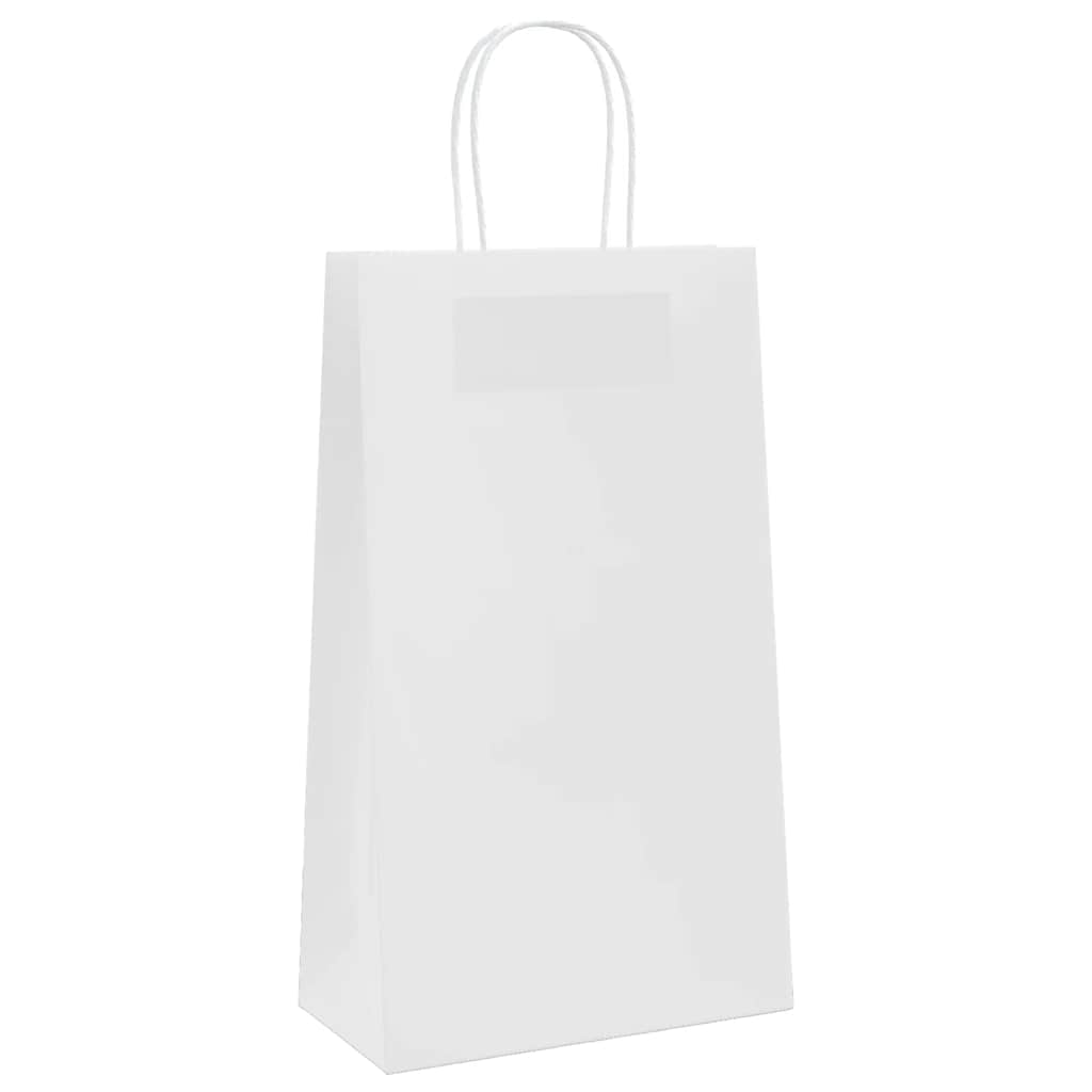 Paper Bags 250 pcs with Handles White 21x11x36 cm