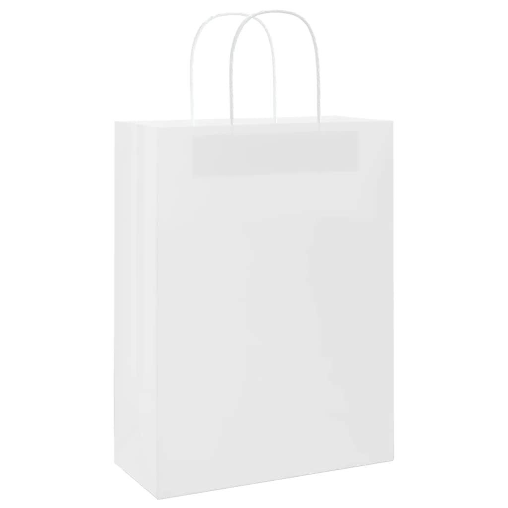 Paper Bags 250 pcs with Handles White 26x12x35 cm