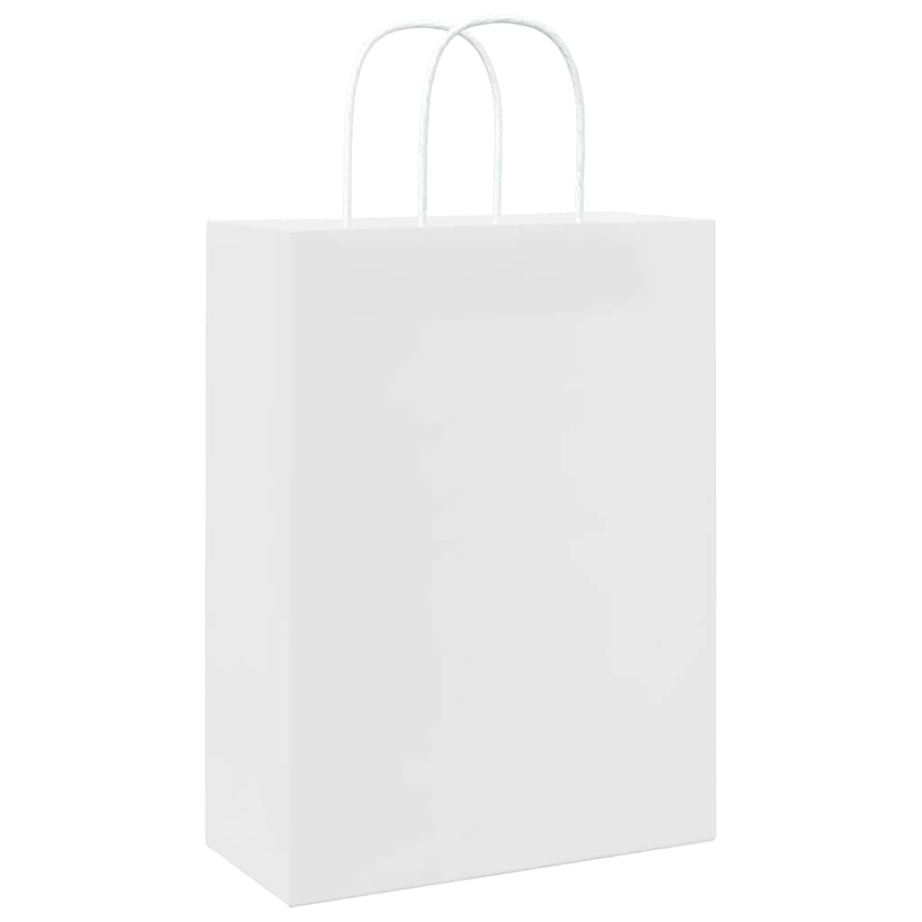 Paper Bags 250 pcs with Handles White 26x12x35 cm