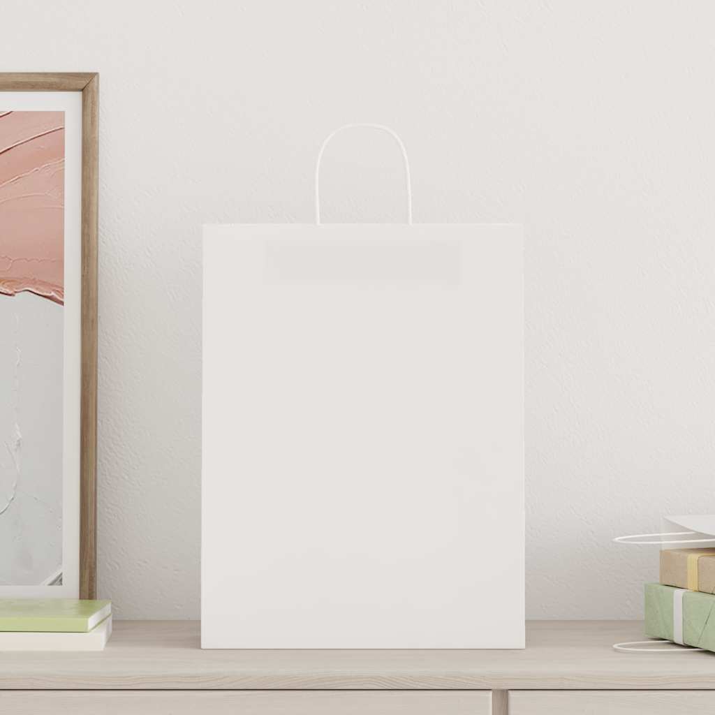 Paper Bags 250 pcs with Handles White 32x12x42 cm