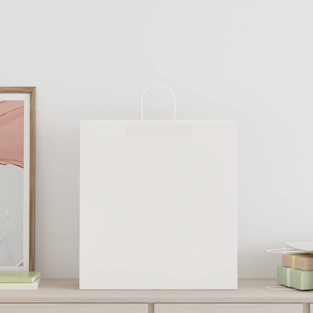 Paper Bags 250 pcs with Handles White 45x17x48 cm
