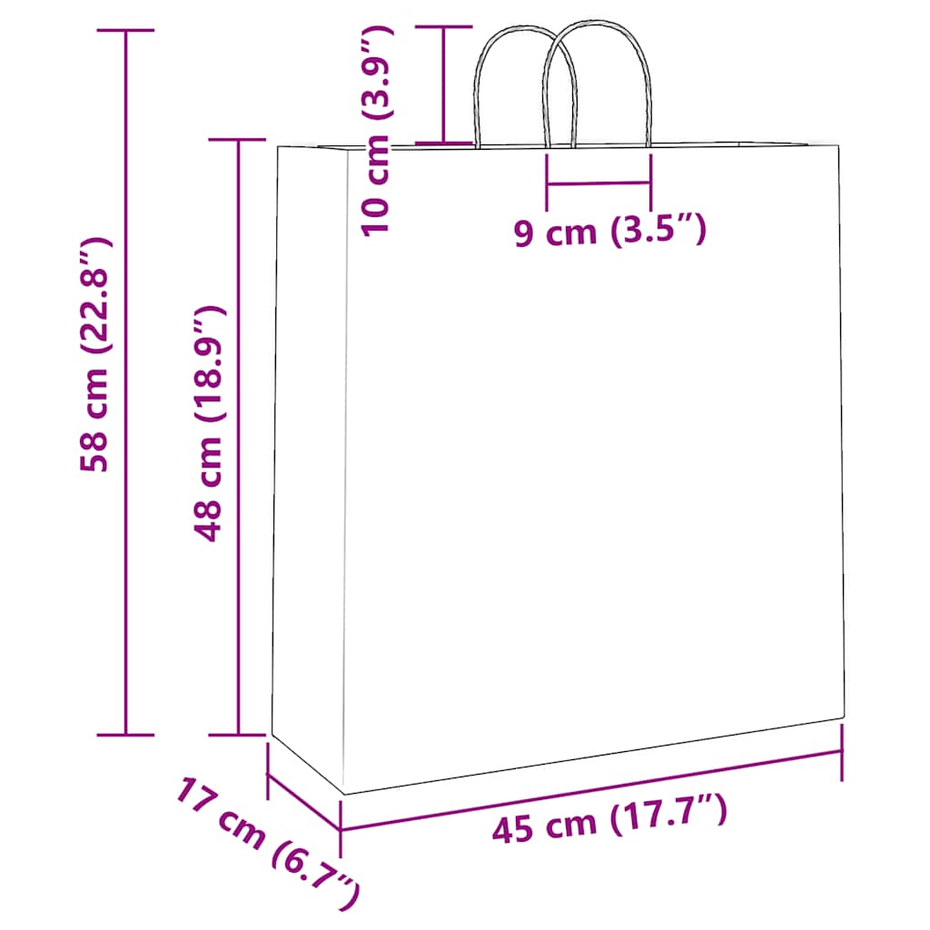 Paper Bags 250 pcs with Handles White 45x17x48 cm
