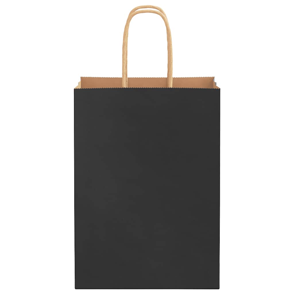 Paper Bags 50 pcs with Handles Black 15x8x21 cm