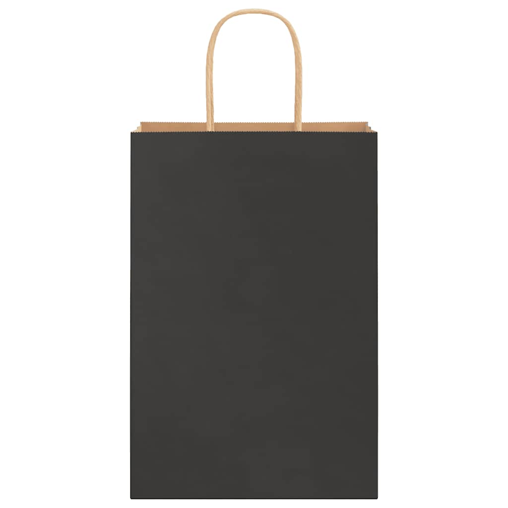 Paper Bags 50 pcs with Handles Black 21x11x31 cm