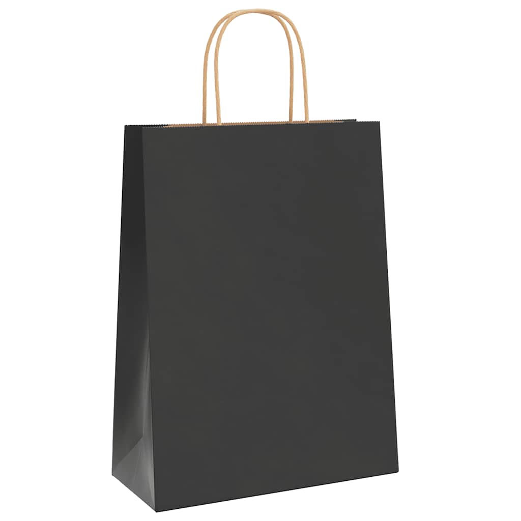 Paper Bags 50 pcs with Handles Black 26x12x35 cm