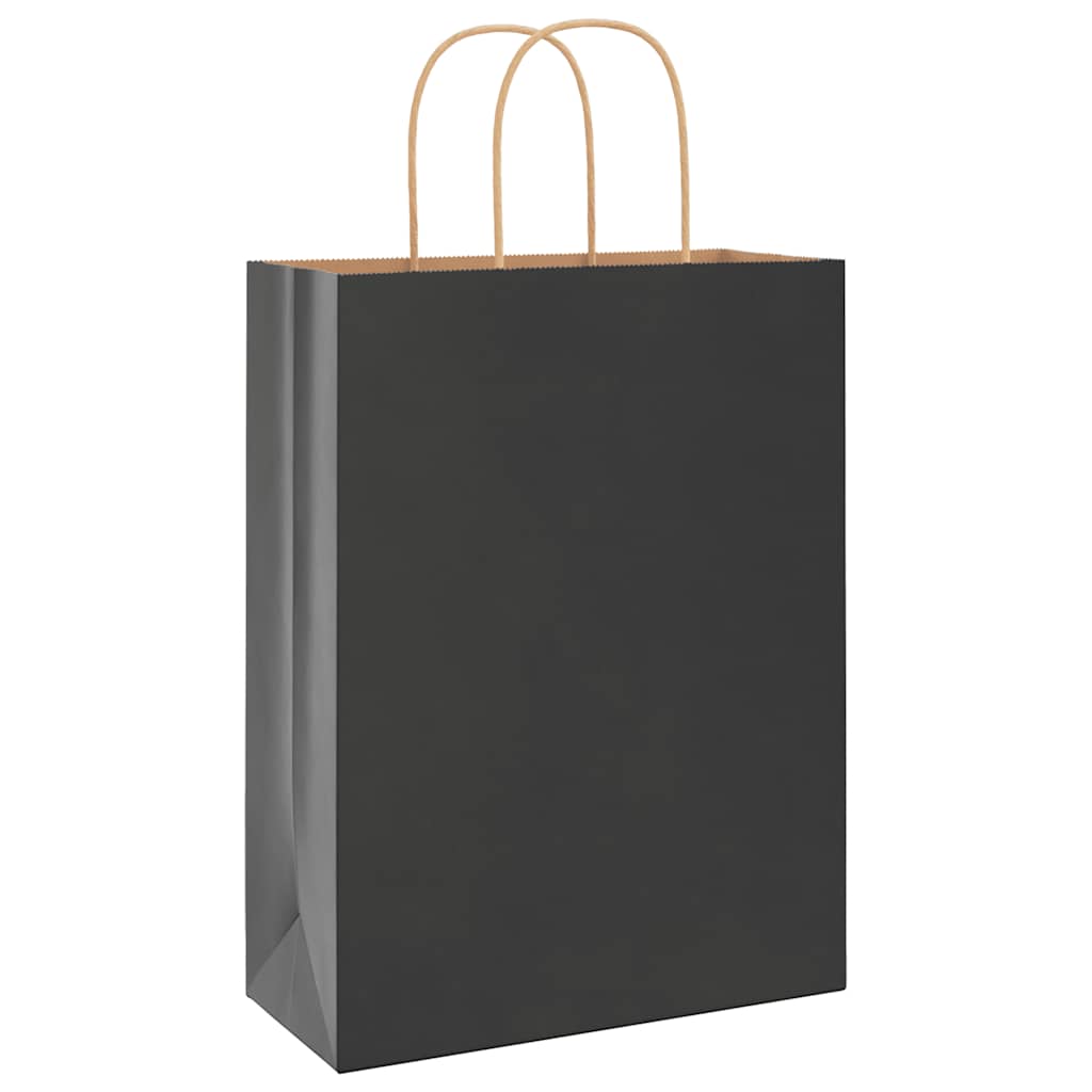 Paper Bags 50 pcs with Handles Black 26x12x35 cm