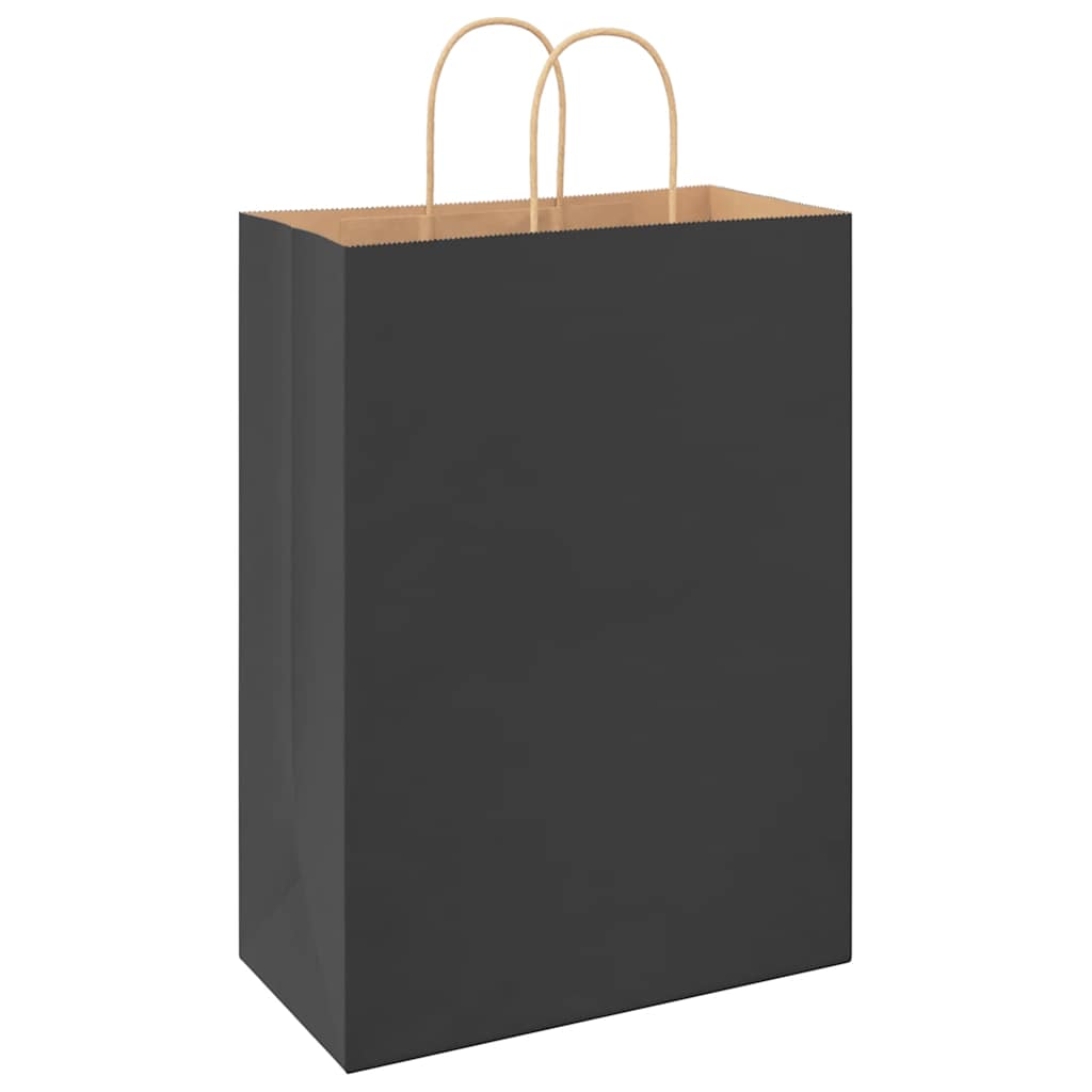 Paper Bags 50 pcs with Handles Black 32x17x44 cm