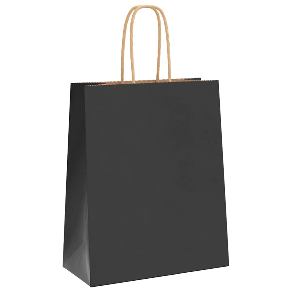 Paper Bags 250 pcs with Handles Black 18x8x22 cm