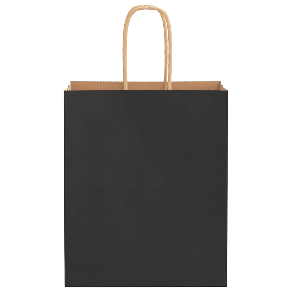 Paper Bags 250 pcs with Handles Black 18x8x22 cm