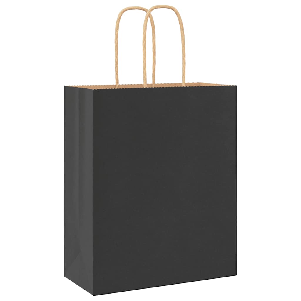 Paper Bags 250 pcs with Handles Black 18x8x22 cm