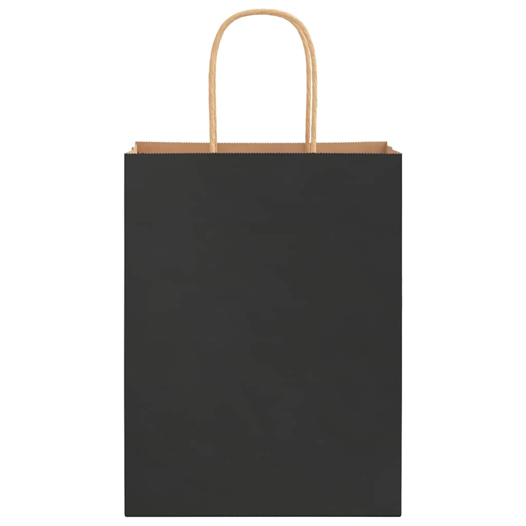 Paper Bags 250 pcs with Handles Black 21x11x28 cm