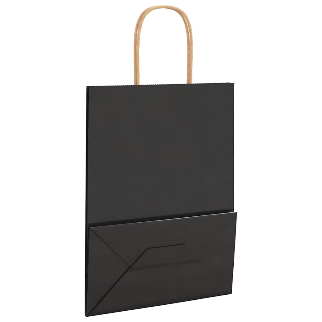 Paper Bags 250 pcs with Handles Black 21x11x28 cm