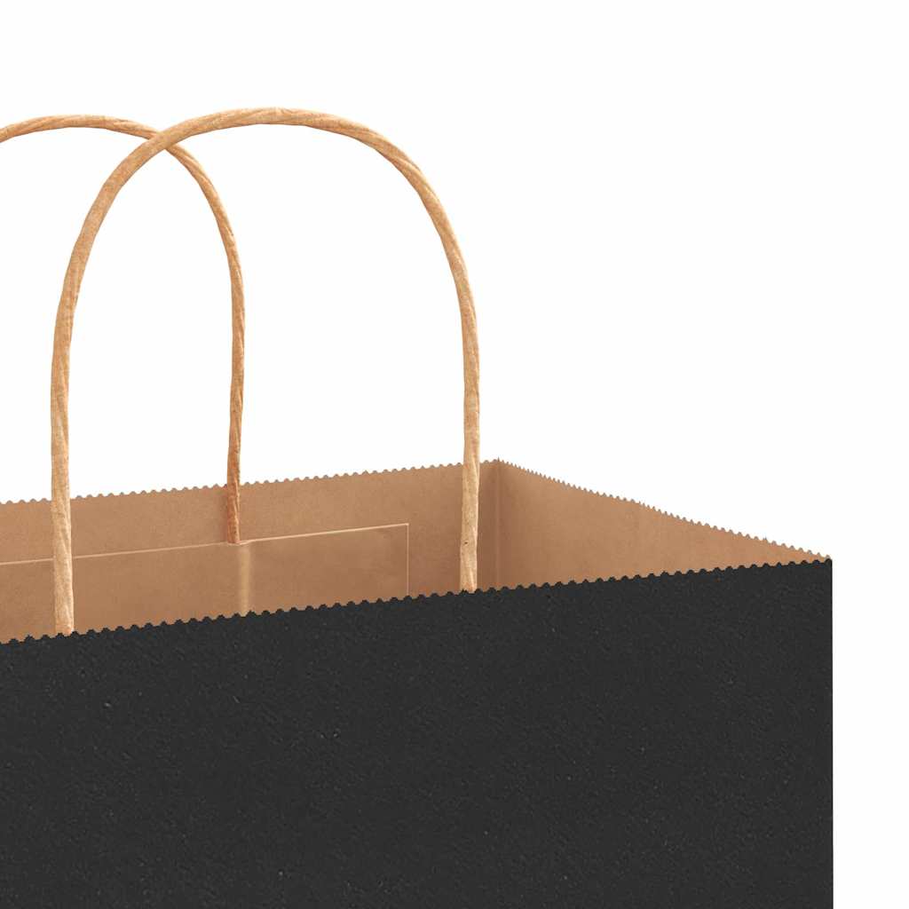 Paper Bags 250 pcs with Handles Black 21x11x28 cm