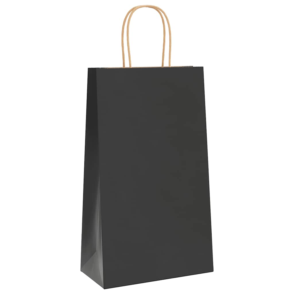 Paper Bags 250 pcs with Handles Black 21x11x36 cm