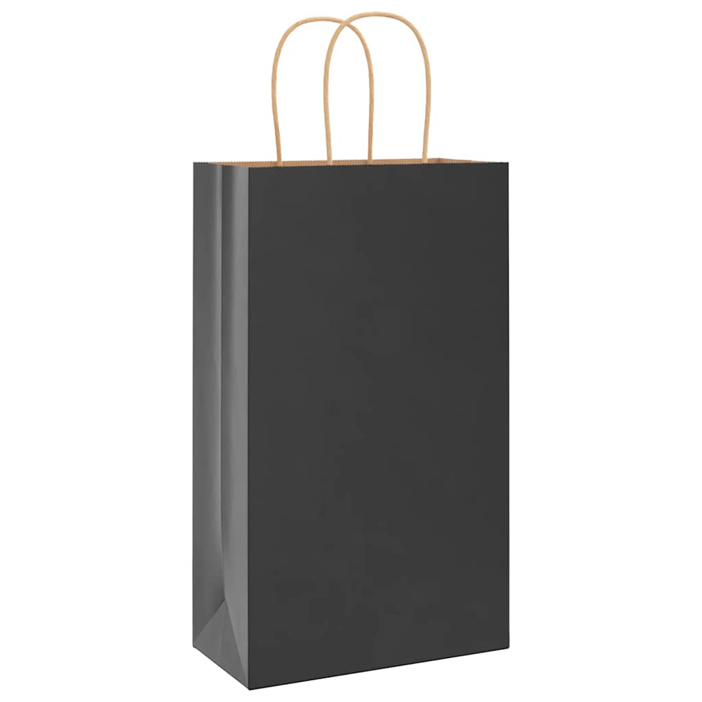 Paper Bags 250 pcs with Handles Black 21x11x36 cm
