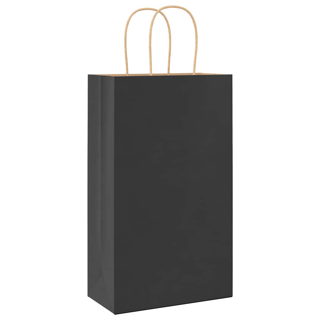 Paper Bags 250 pcs with Handles Black 21x11x36 cm
