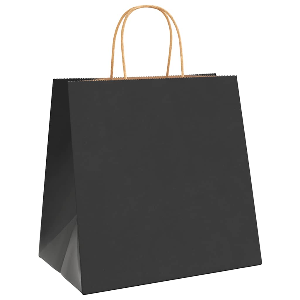 Paper Bags 250 pcs with Handles Black 26x17x25 cm