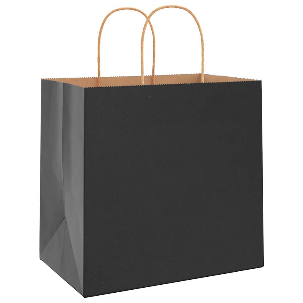 Paper Bags 250 pcs with Handles Black 26x17x25 cm