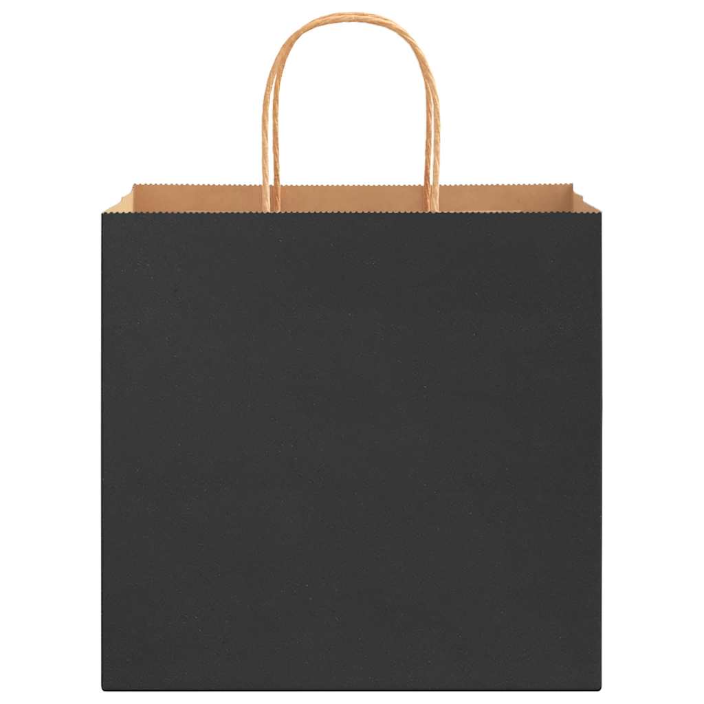 Paper Bags 250 pcs with Handles Black 26x17x25 cm