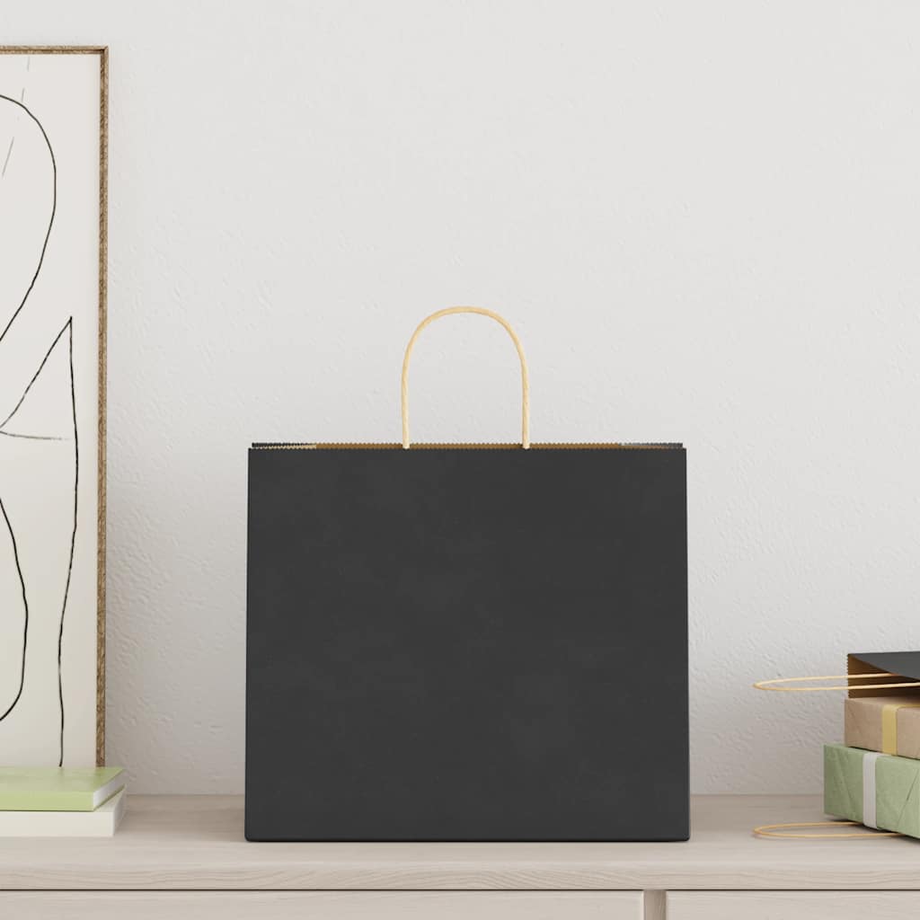 Paper Bags 250 pcs with Handles Black 32x22x28 cm