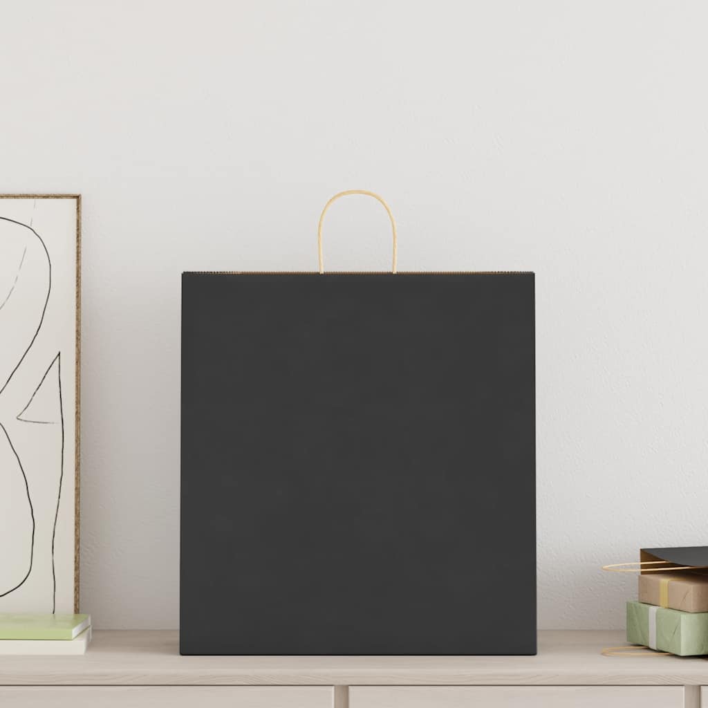 Paper Bags 250 pcs with Handles Black 45x17x48 cm