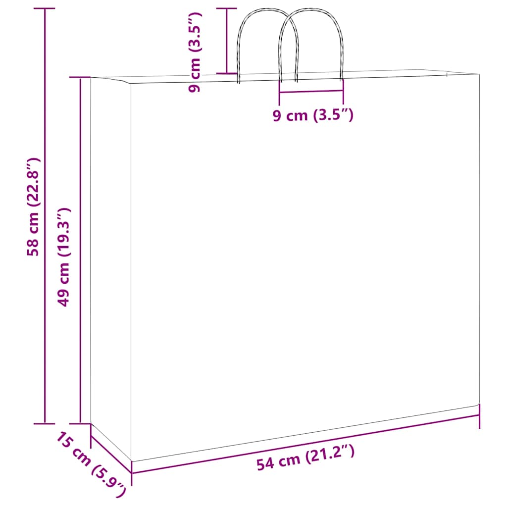 Paper Bags 250 pcs with Handles Black 54x15x49 cm
