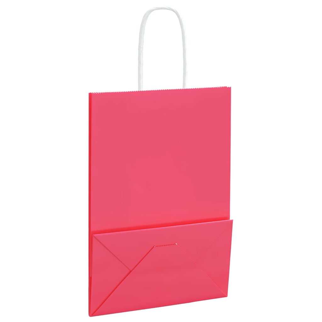 Paper Bags 50 pcs with Handles Pink 15x8x21 cm