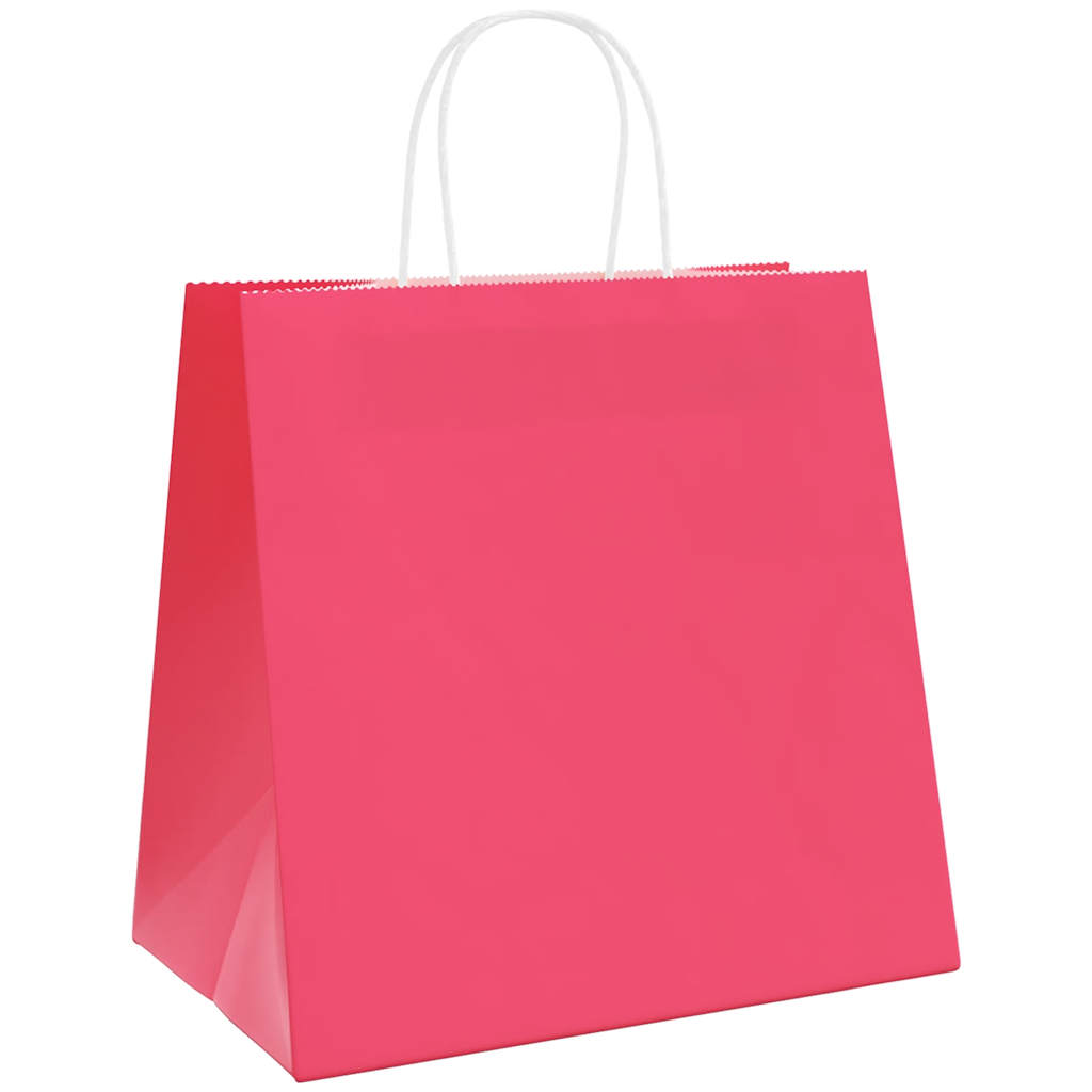 Paper Bags 50 pcs with Handles Pink 26x17x25 cm