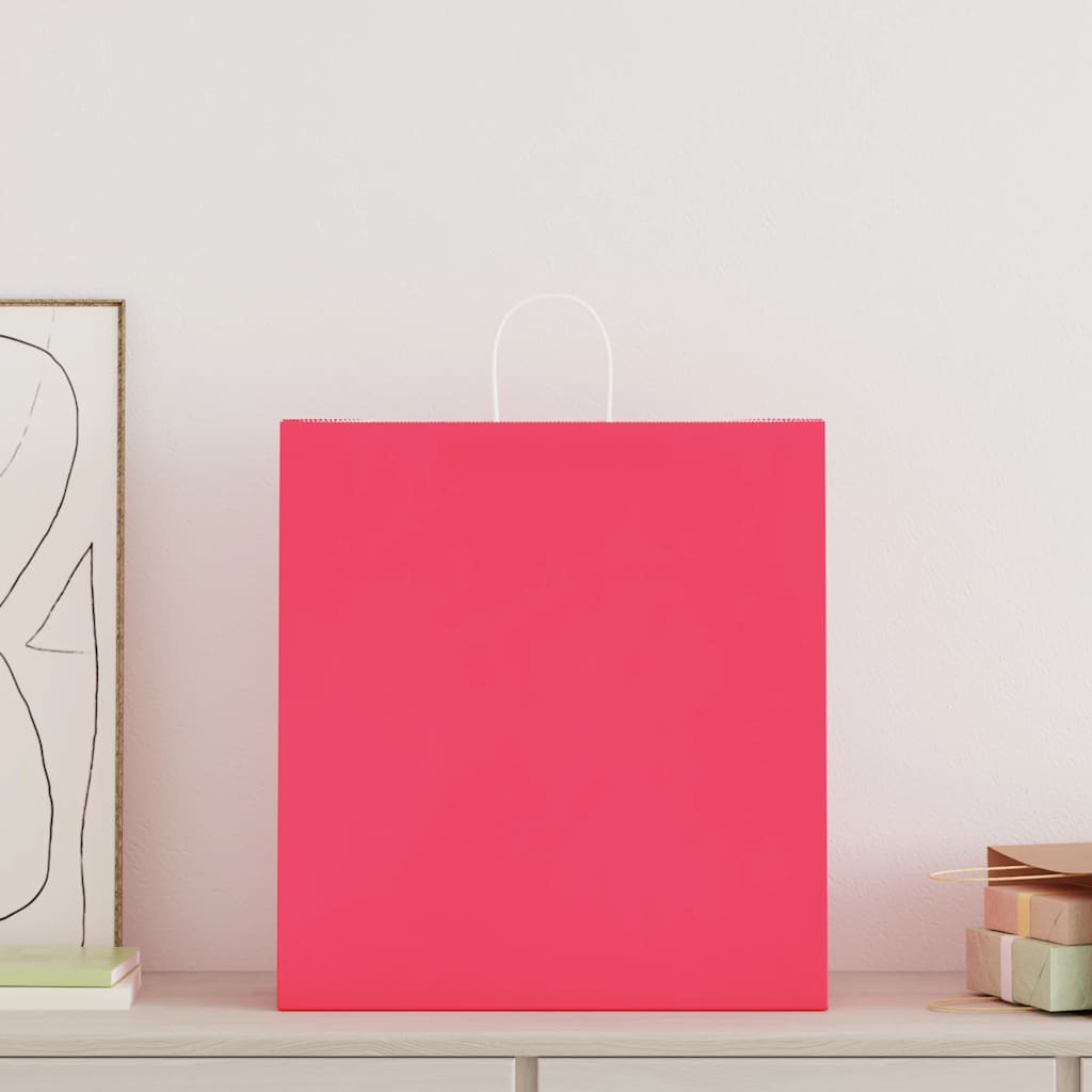 Paper Bags 50 pcs with Handles Pink 45x17x48 cm