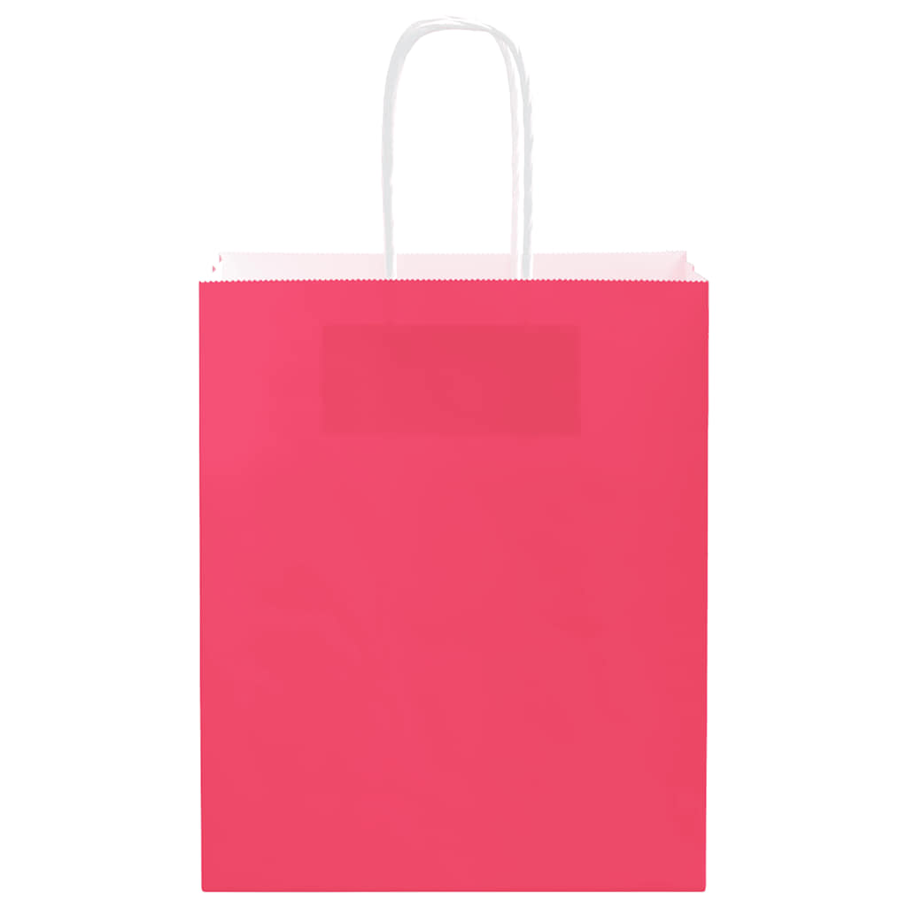 Paper Bags 250 pcs with Handles Pink 18x8x22 cm