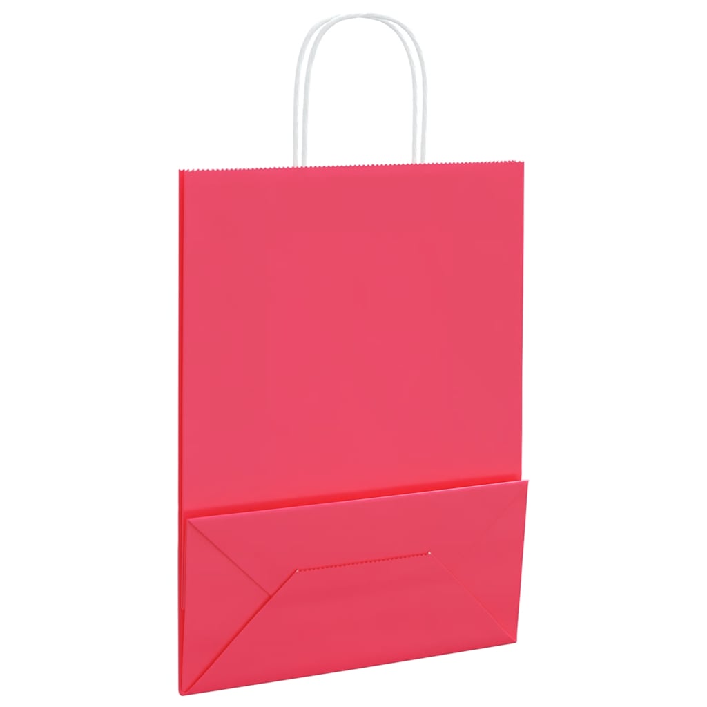 Paper Bags 250 pcs with Handles Pink 26x12x35 cm