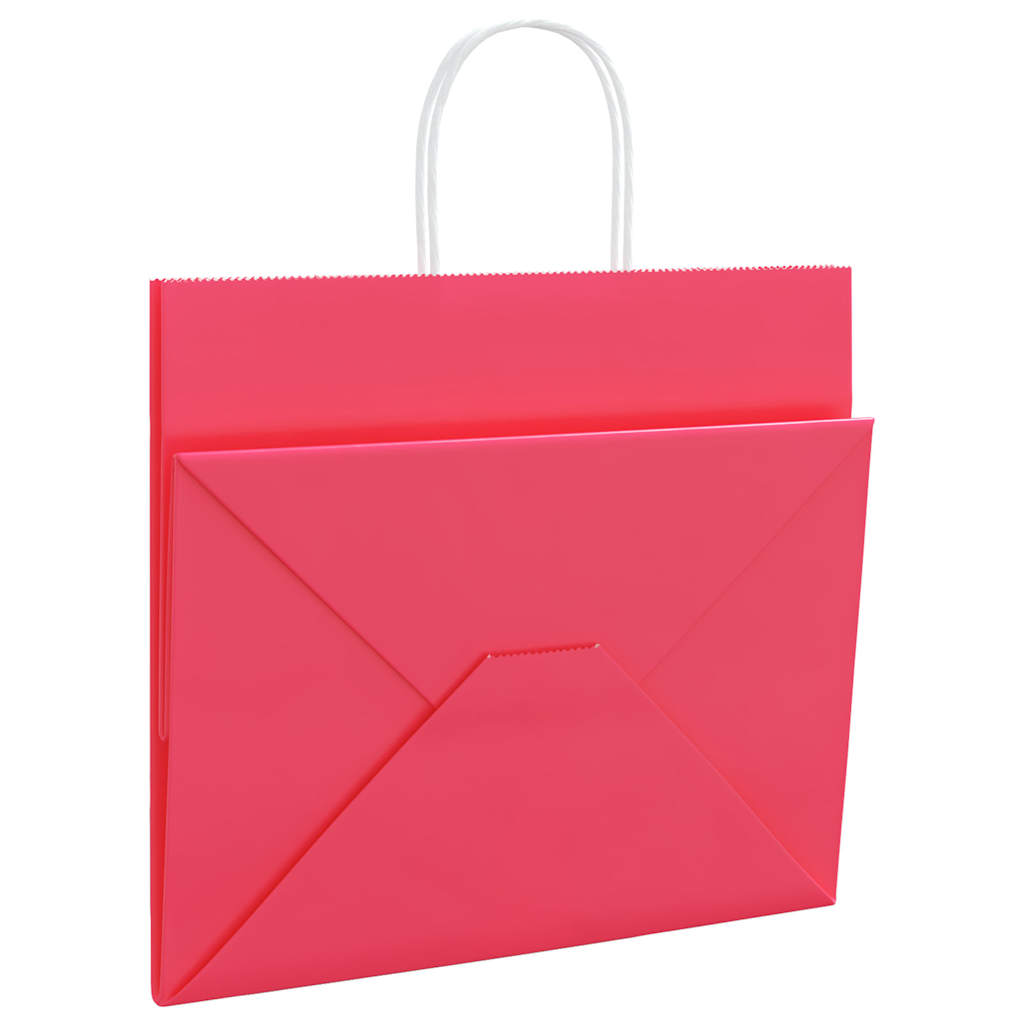 Paper Bags 250 pcs with Handles Pink 32x22x28 cm