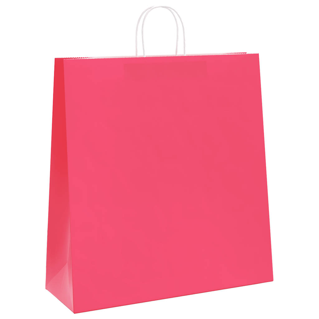 Paper Bags 250 pcs with Handles Pink 45x17x48 cm