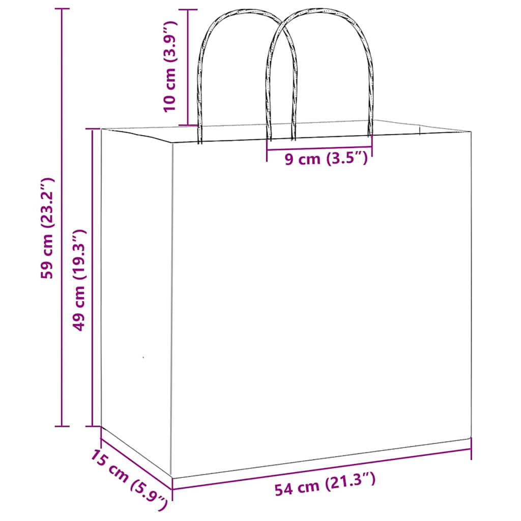 Paper Bags 250 pcs with Handles Pink 54x15x49 cm