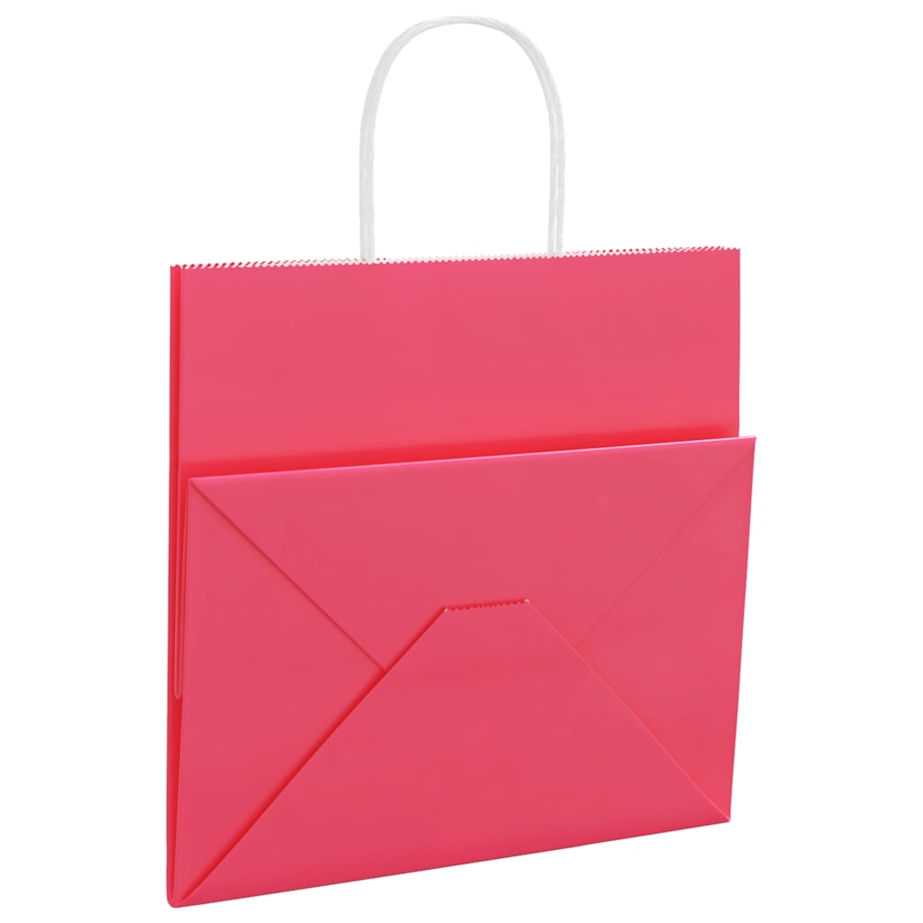 Paper Bags 250 pcs with Handles Pink 54x15x49 cm