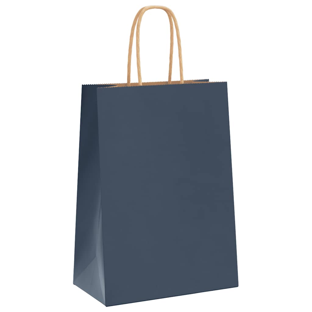 Paper Bags 50 pcs with Handles Blue 15x8x21 cm
