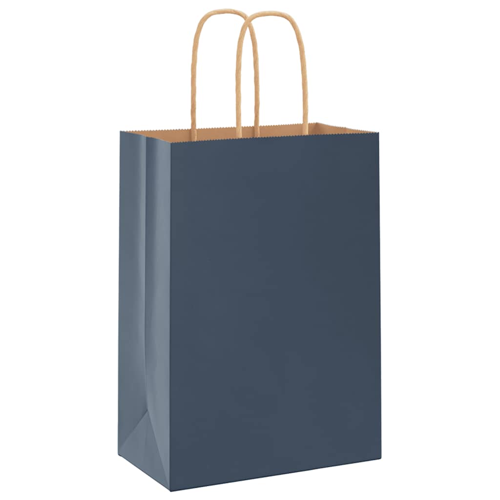 Paper Bags 50 pcs with Handles Blue 15x8x21 cm