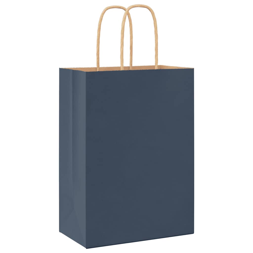 Paper Bags 50 pcs with Handles Blue 15x8x21 cm