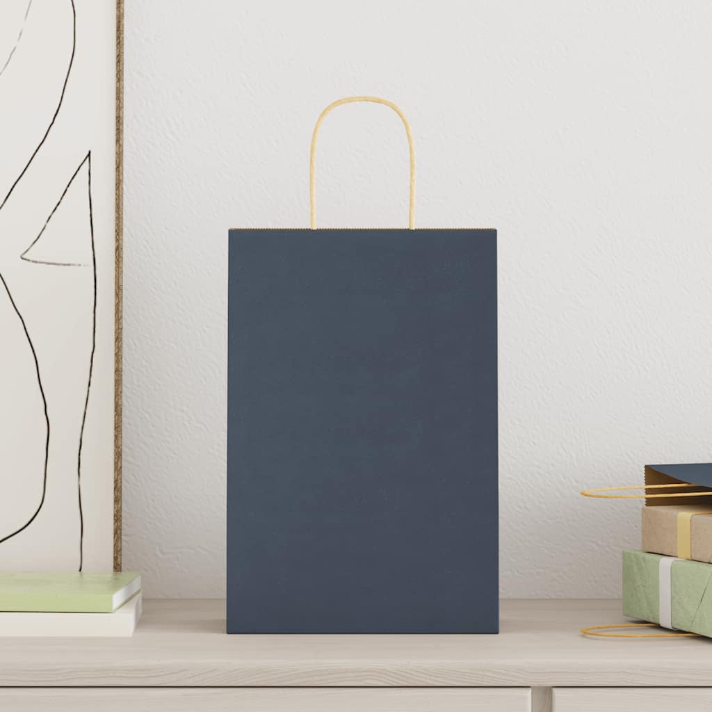 Paper Bags 50 pcs with Handles Blue 21x11x31 cm