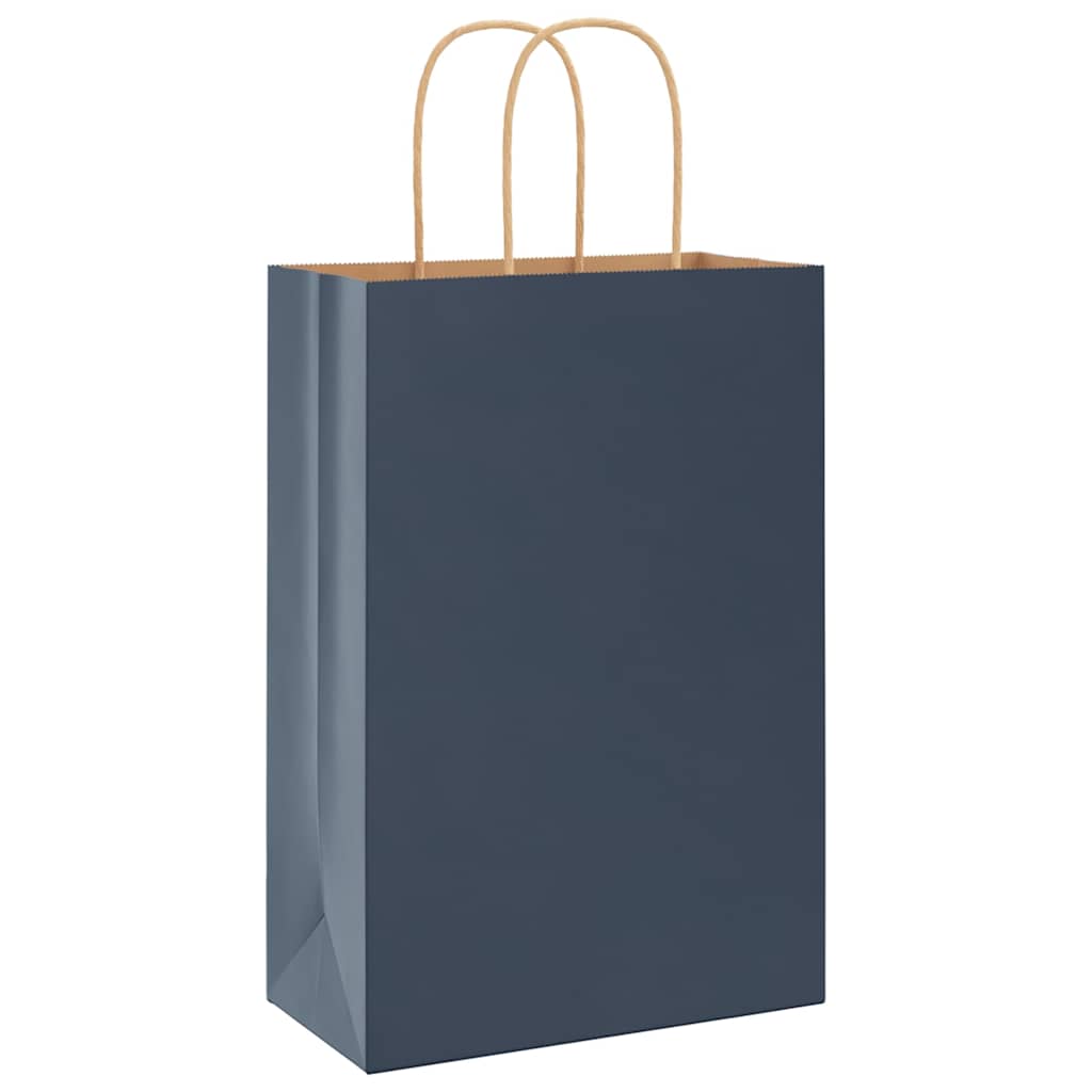 Paper Bags 50 pcs with Handles Blue 21x11x31 cm