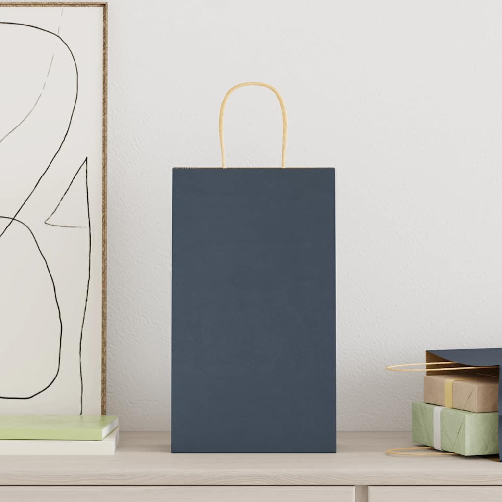 Paper Bags 50 pcs with Handles Blue 21x11x36 cm