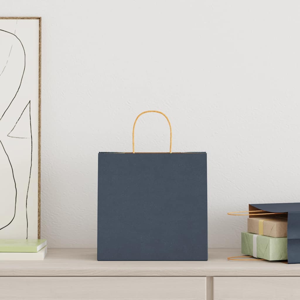 Paper Bags 50 pcs with Handles Blue 26x17x25 cm